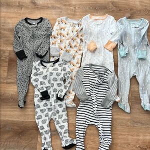 Cloud Island Kids Footies Set - Gray, White, Orange, Blue